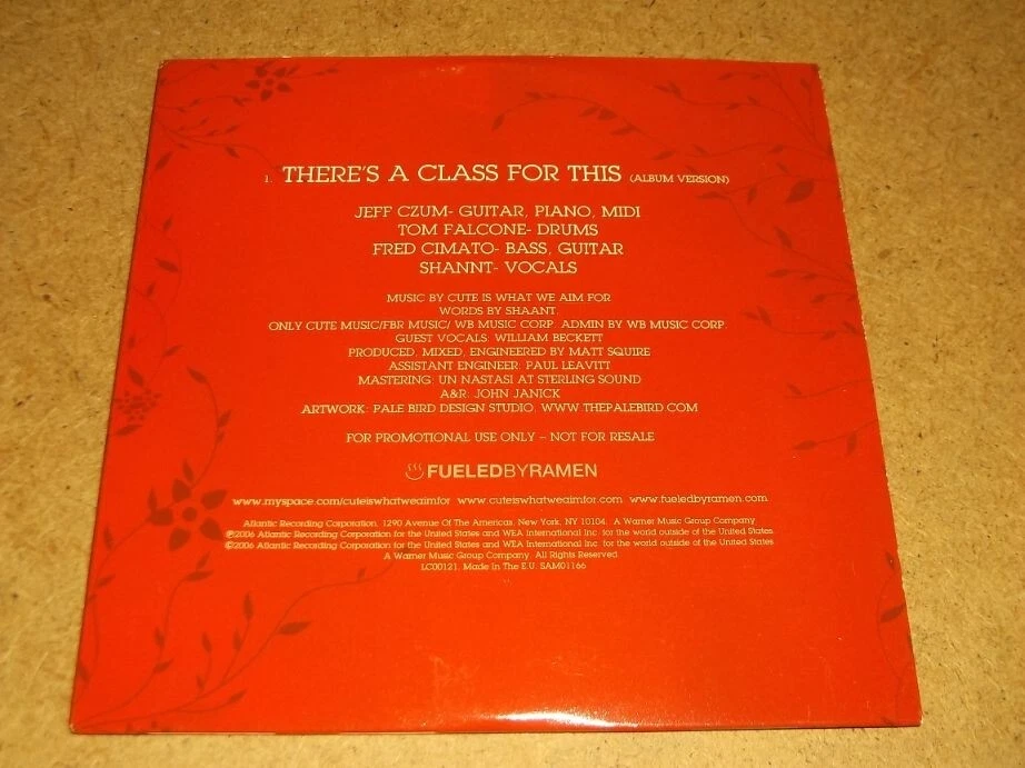 Cute Is What We Aim For: Theres A Class For This CD Single 1 track promo NM - Image 2 of 2