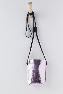 Free People Glitter Damsel Metallic Pink Leather Crossbody  display picture 1
