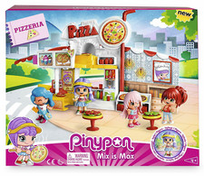 Pizzería Pinypon con múltiples accesorios y una muñeca Pinypon
