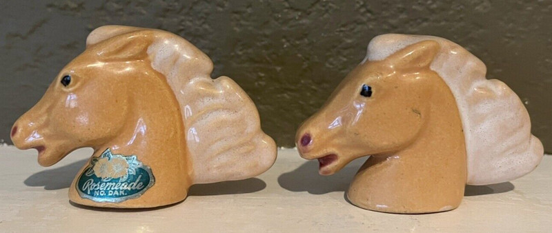 Rosemeade Pottery (North Dakota 1940-1961) Palomino Horses Salt and Pepper