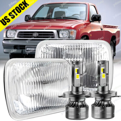 Pair 7x6'' 5x7'' LED Headlights H4 Hi-Lo For toyota Hilux 88-97 Pickup 82-95