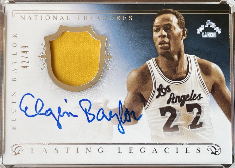 2013-14 National Treasures Elgin Baylor Game Used Patch Auto /49 HOF Lakers