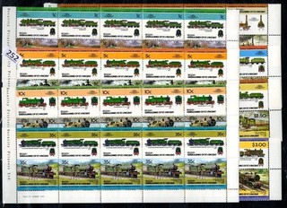 # 10X BEQUIA MNH LOCOMOTIVES TRAINS