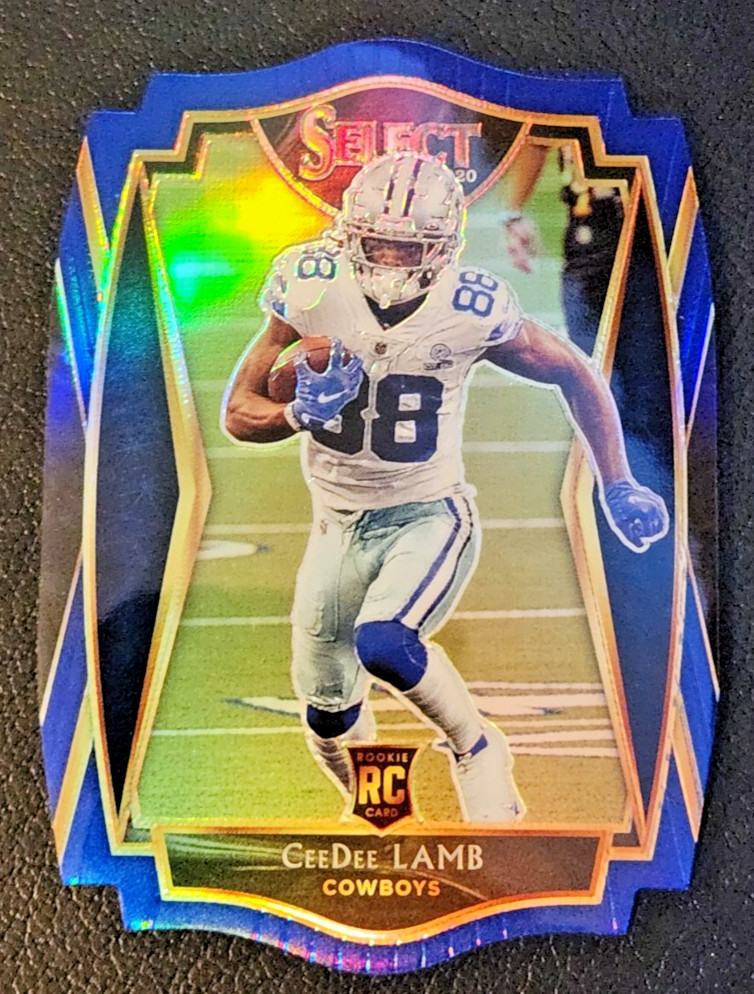 CeeDee Lamb Blue Prizm Die-Cut Rookie ( COLOR MATCH - 2020 Select NFL #157 RC )