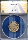 1925-D 5C Indian Head Buffalo Nickel F-15 ANACS # 7624866 + Bonus Better Date