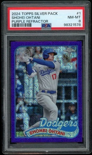 PSA 8 2024 Topps Series 2 Silver Pack Shohei Ohtani Purple Refractor #66/75