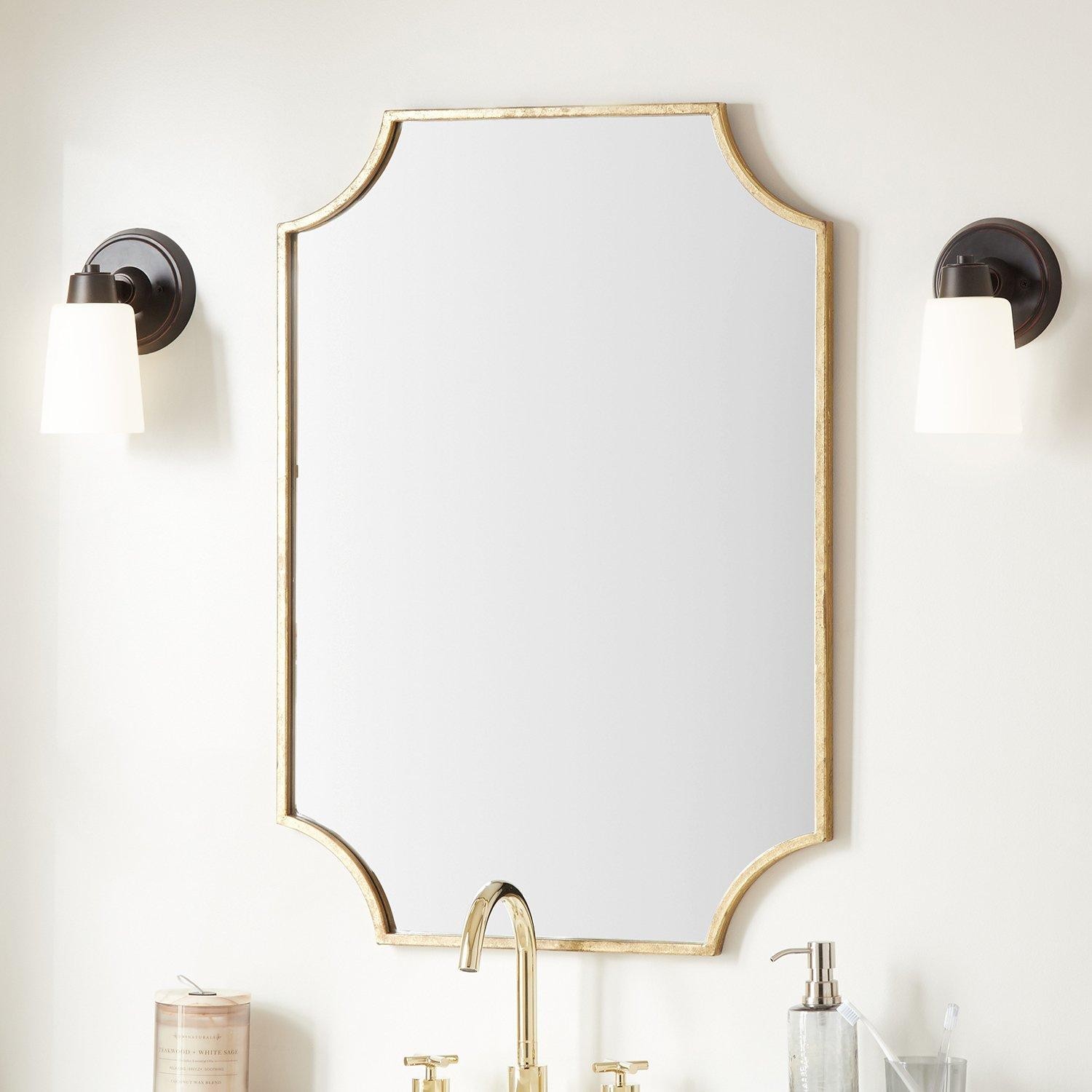 34 x 2425 x 1 Wall Bathroom Vanity Mirror -IRON MIRROR - ACRYLIC BACK- Gold 14590₽