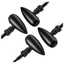 4 PCS Motorcycle Indicators Amber, Universal Turn Signal Lights Bullet Black