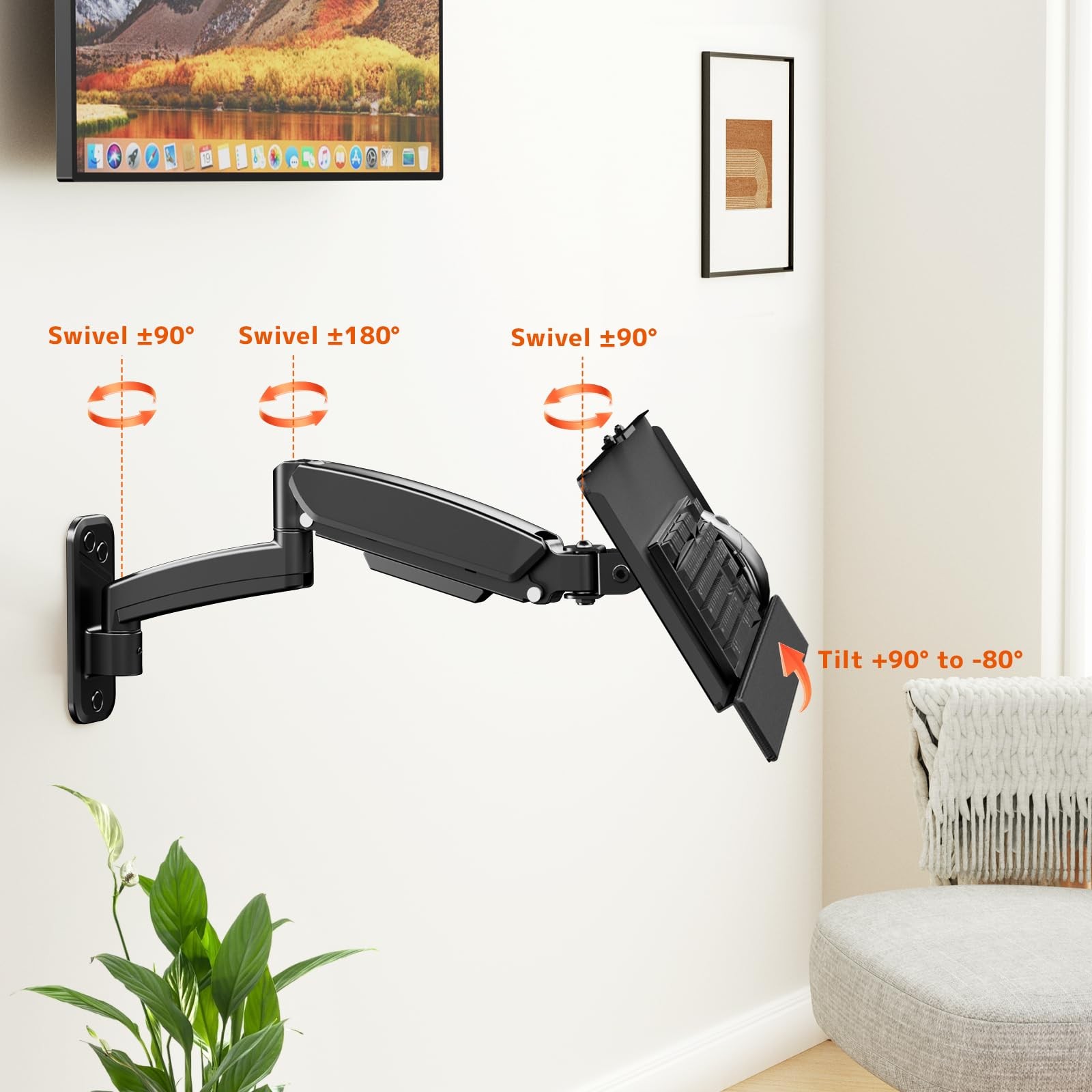 Keyboard Tray Wall Mount,Sit-Stand 26 Inch Keyboard and Mouse Stand,Height Ad...