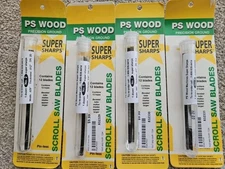 Lot Of 4 PS Wood Super Sharps Scroll Saw Blades Pinless No 2, 5, 7, 9-- 1 Doz Ea