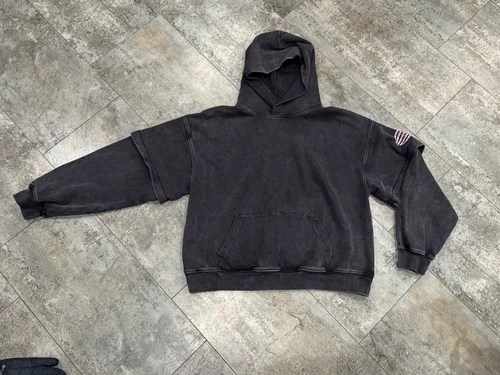 Alexander Wang Felpa con Cappuccio a Strati Unisex Small Uomo Grigio Oversize a Costine