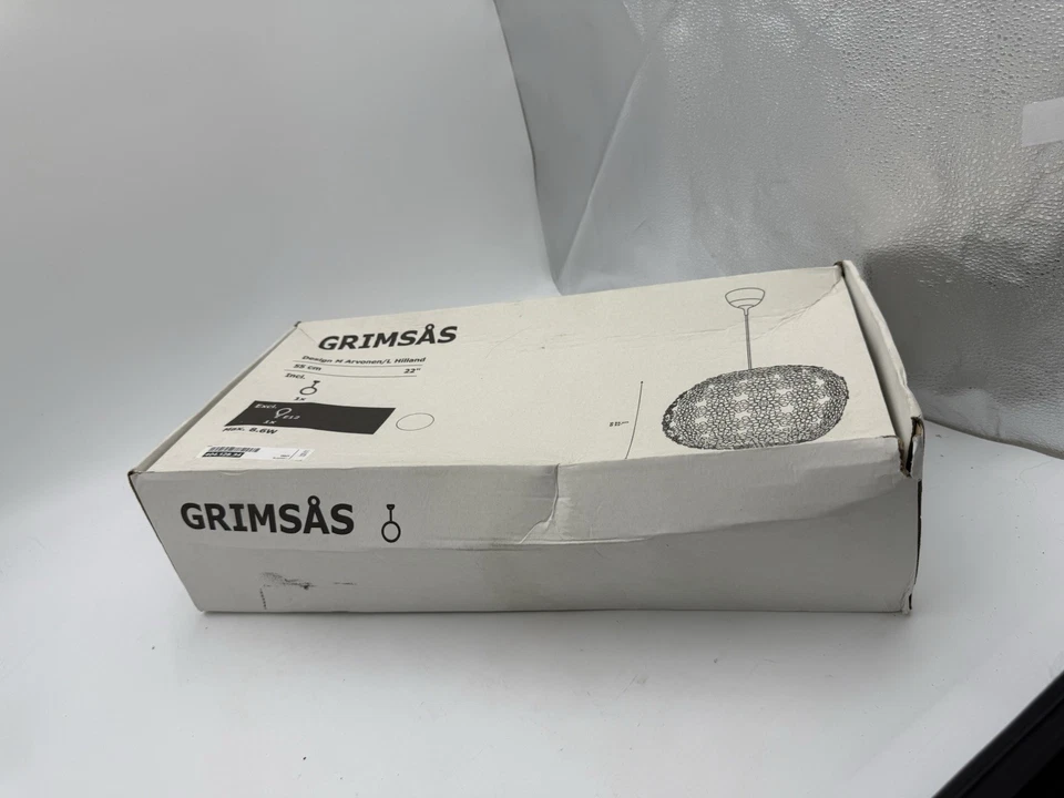 🌟Nuevo en Caja Abierta IKEA Grimsas 22" Blanco Floral Lámpara Colgante Luz 404.128.34🌟 Foto 4 de 4