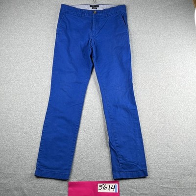 Tommy Hilfiger Chino Pants Royal Blue Slim Fit 34x34 Slash Pockets Casual Preppy