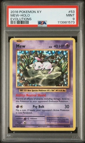 2016 Pokemon XY Evolutions Holo Mew 53/108 #53 PSA 9 MINT
