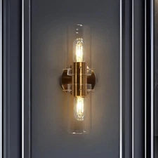 Sconces Wall Lighting, Modern Gold Wall Sconces Indoor with Clear Glass Shade...
