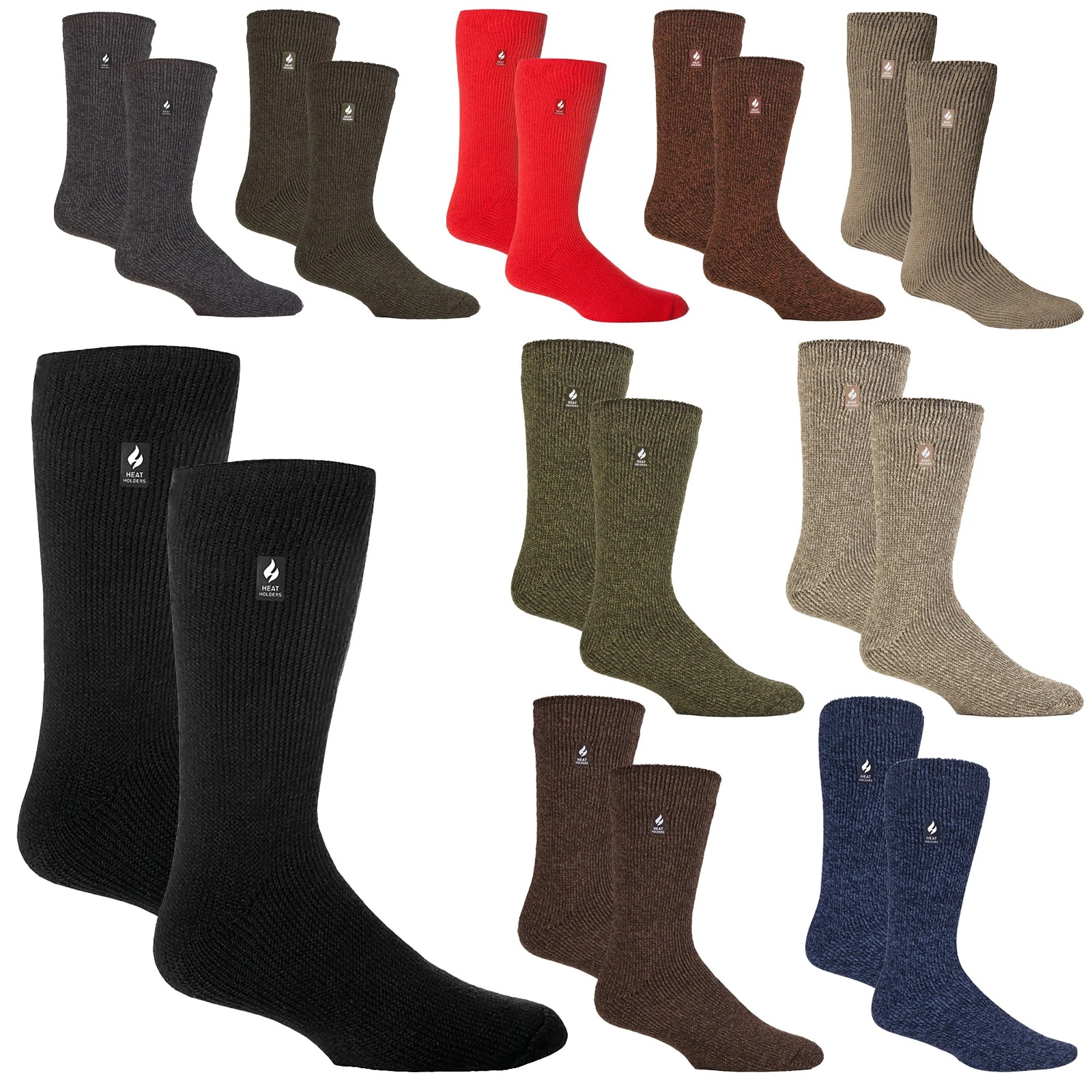 Heat Holders Original - 2 Pair Mens Thermal Socks Thick Fleece Lined Warm