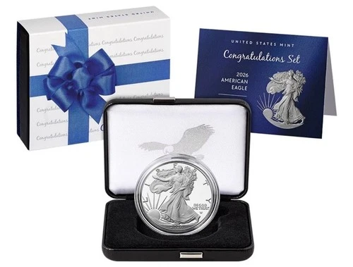 ⭐️ 2026 P Congratulations Set American Eagle 1oz Silver Proof Coin Sealed Box ⭐️