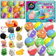 Bath Bombs for Kids with Surprise Inside, 12Pcs Bath Bombs with Toys, Natural an