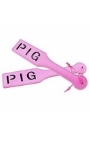 💖naughty-n-nice Pink Leather Spanking Paddle - Pig Design logo