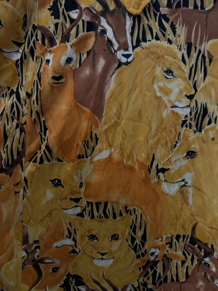 Vestido Camisa Sy Frankl Vintage Años 70 Estampado Animal Guepardo Mini Vestido Pequeño Foto 3 de 4