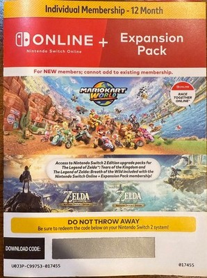 Nintendo Switch Online Expansion Pack Individual Membership 12 Month Key  Card - Main Image