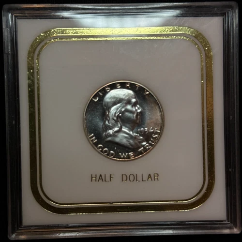 1954 Benjamin Franklin Half Dollar Proof 50C Silver Coin - In Holder