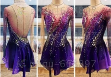 Competition Figure Skating Dress Girls Ice Skating Dresses Custom purple dyeing