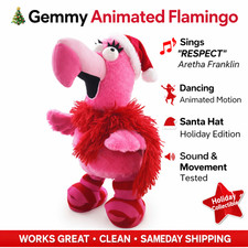 Gemmy Animated Dancing Singing Santa Claus Pink Flamingo RESPECT Aretha VIDEO
