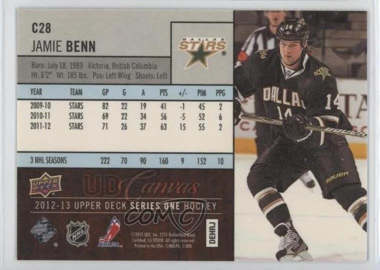 2012-13 Upper Deck UD Canvas Jamie Benn #C28 - Image 2 of 2
