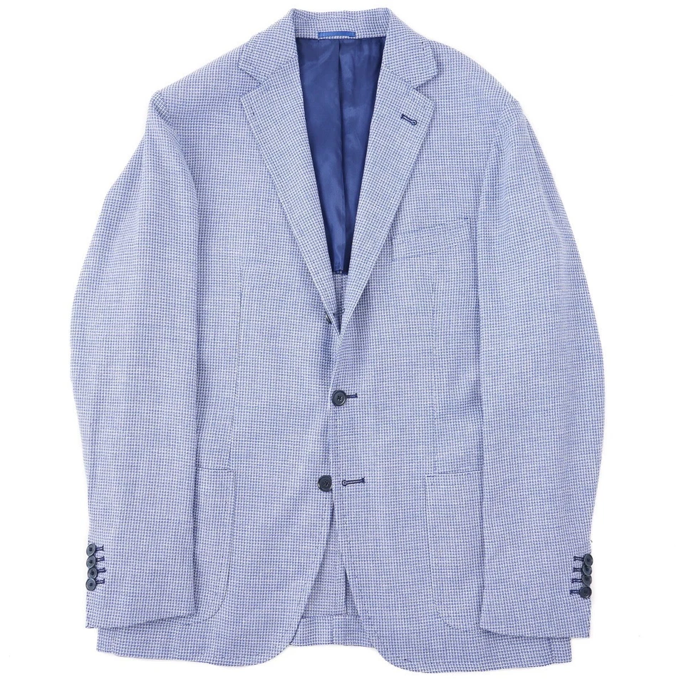 Abrigo deportivo Sartorio by Kiton a cuadros pata de gallo tejido lana-lino 42R (UE 52) NUEVO CON ETIQUETAS Foto 3 de 4