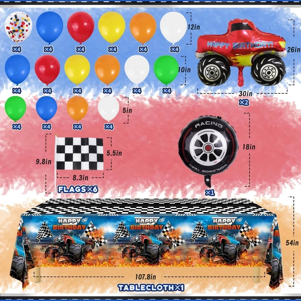 Monster Truck украшения для дня рождения, машины джем вечеринки украшения расходные материалы в... - Изображение 3 из 4