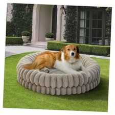 Luxury Donut Dog Bed, 36 Inches Round Dog 36.0"L x 36.0"W x 7.5"Th Oatmeal