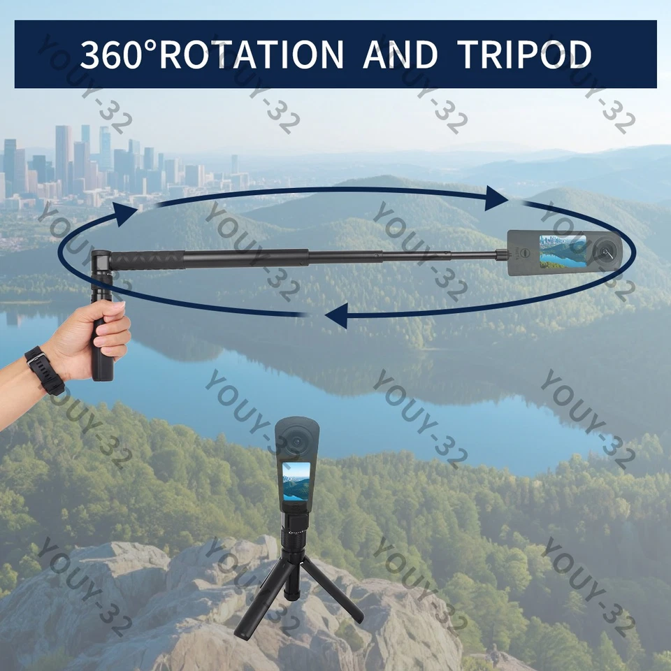 Paquete Bullet Time Mango Trípode Selfie Stic Oculto para Insta 360 Go Pro 2 3 ONE Foto 3 de 4