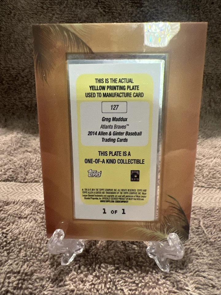 2014 Topps Allen & Ginter GREG MADDUX YELLOW MINI FRAMED PRINTING PLATE #1/1 - Image 3 of 4
