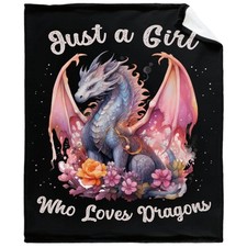 Just A Girl Who Loves Dragons Throw Blanket Brings You Comfort Warm and Soft ...