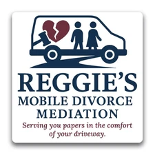 Magnet Me Up Reggie's Mobile Divorce Mediation Magnet- 5" Gag Magnet for Adults