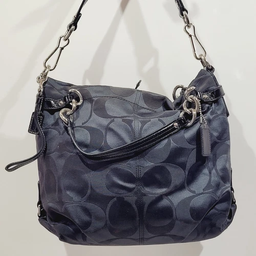 BORSA A TRACOLLA COACH SIGNATURE BROOKE JACQUARD NERA F17183 logo classico