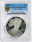 1988-S SILVER EAGLE PCGS PR70DCAM - GOLD SHIELD