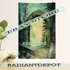Moss Garden Tapestry Archway fantasy medieval theme stone archway 39X59 in