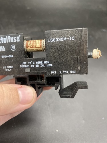 Littelfuse Fuse Holder L60030M-1C. 1 Pole. 600 V-30A. Free Ship!! Pre Own!! Fuse - Picture 3 of 8