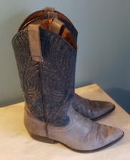Vintage Guess Georges Marciano Western Denim/Leather Stitch 80s Woman Calf Boots