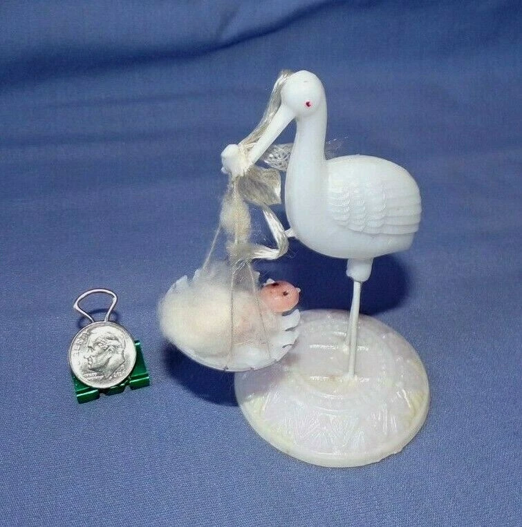 Miniatura Baby Shower Decoración de Pasteles Estatuilla Cigüeña Columpio Bebé De Colección 4" Foto 2 de 4