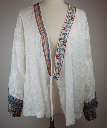 Johnny Was Square Seraphina Kimono Jacket Size S C43822-0 Embroidered TV536 - Picture 5 of 9