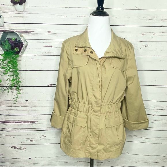 Tibi Tan Cropped Trench Utility Jacket Size Small