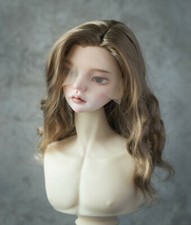 8-9" 1/3 1/4 BJD Hair SD Doll Wig Dollfie Brown Curly Soft High TemperatureFiber