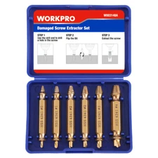 WORKPRO 6PCS Screw Extractor Set Ez Out Broken Bolt and Screw Reverse Drill Bits