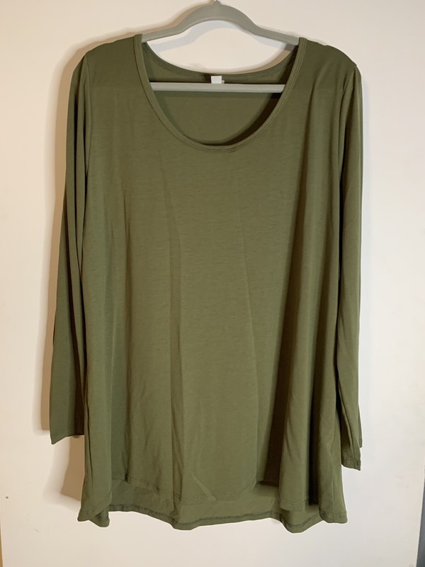 Lularoe Lynnae 3XL Long Sleeve Shirt Solid olive Green