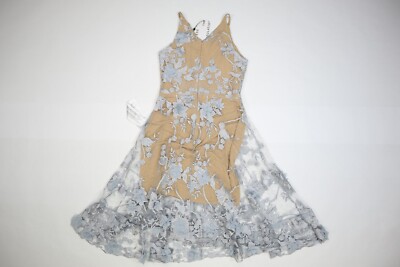 Dress The Population Audrey Floral Applique Lace Mini Dress Sheer Over  Womens M | eBay