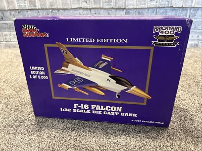 Racing Champions Cast Metal Bank plane Brickyard 400 F-16 Falcon 1:32 scale NIB