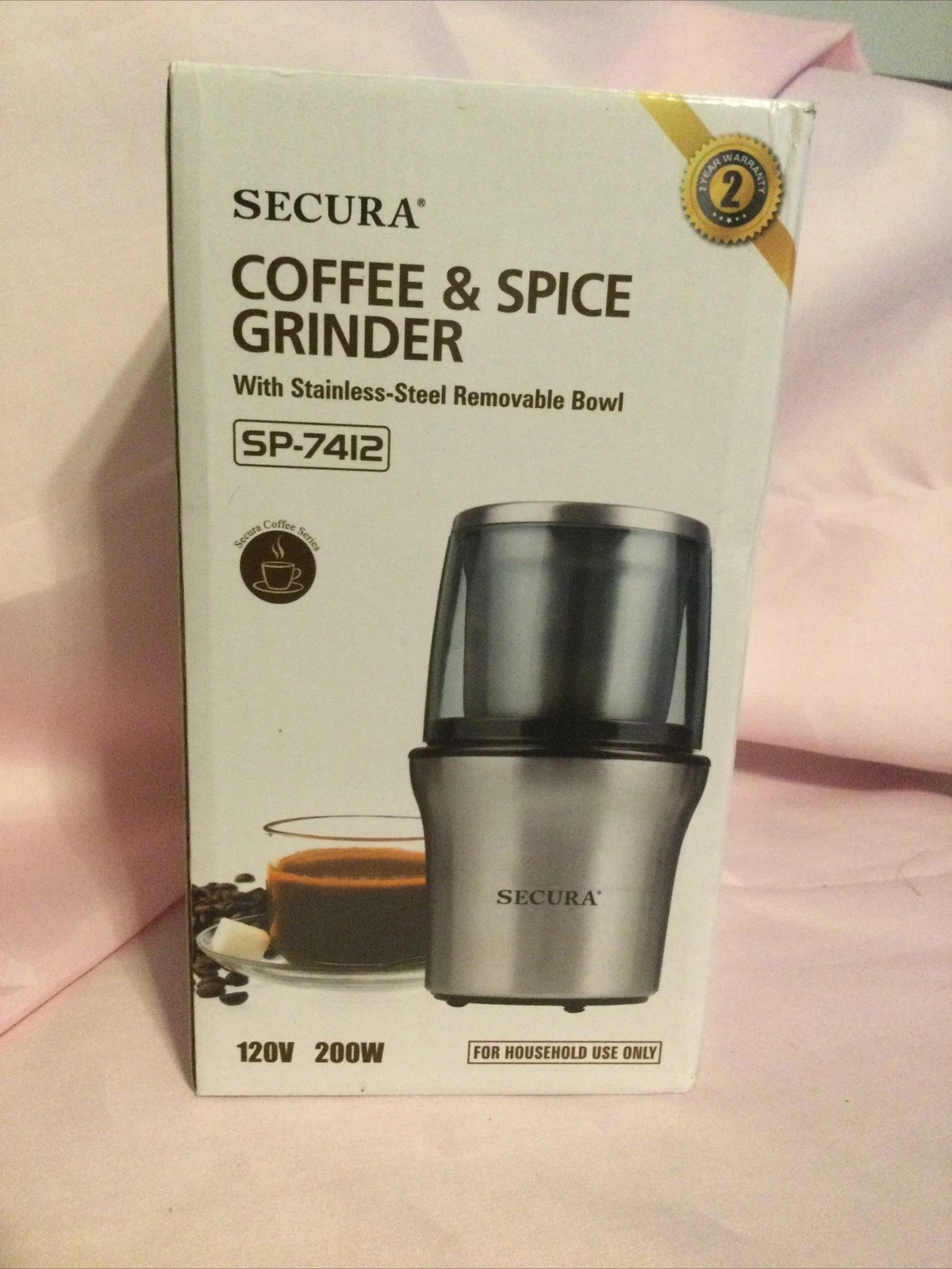 Secure Coffee & Spice Grinder Stainless Steel # 7412